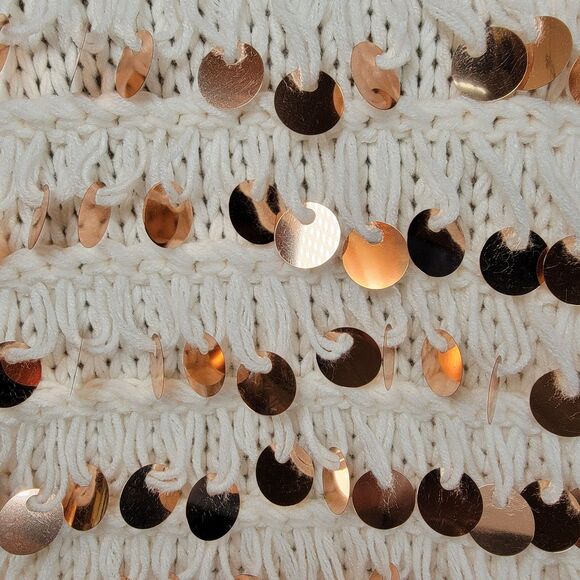 Forever 21 Crop Knit Cardigan Sweater Large Sequins - Size Small - Picture 4 of 5